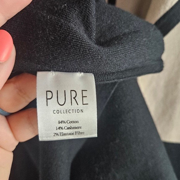 Pure Collection Double Faced Coatigan Cotton Cashmere Cardigan 14/16 Beige Black - Picture 10 of 12